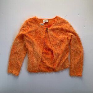 Orange Fuzzy Cardigand and Tank Top Set
